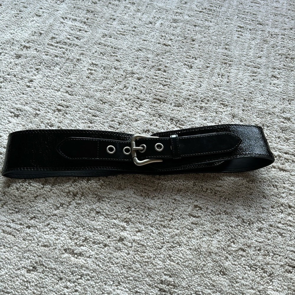 Patent Faux Leather Belt - Size M